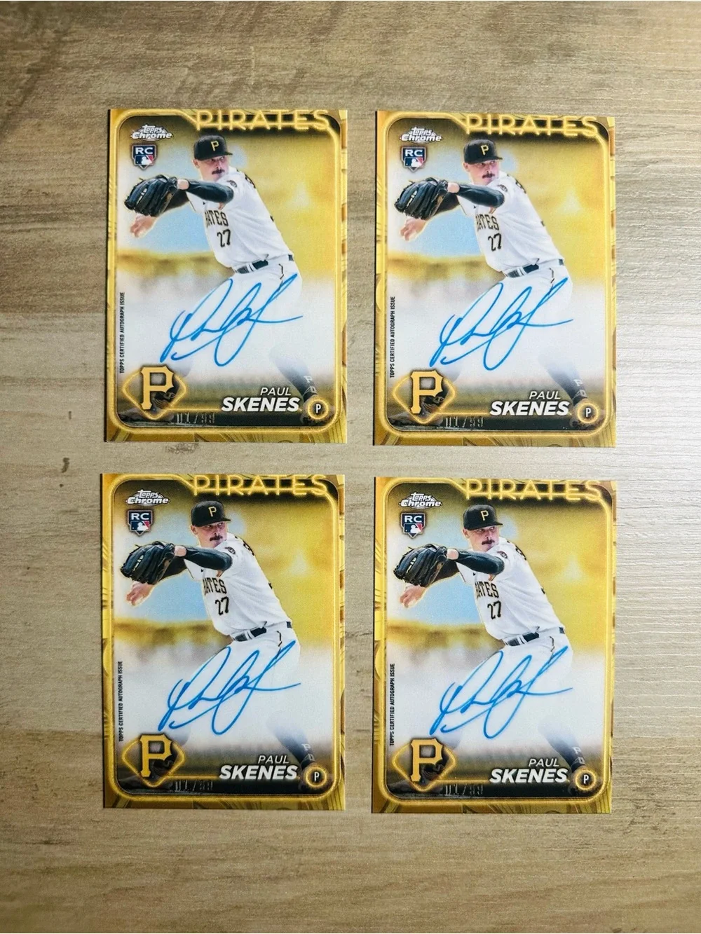 Paul Skenes Lot of (4) Signed Rookie 2024 Topps Chrome Novelty Cards. Pirates.